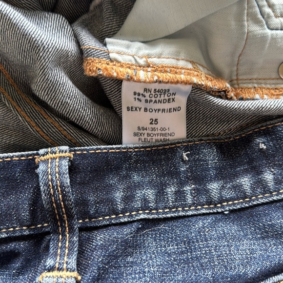 Gap 1969 Sexy Boyfriend Dark Denim Mid Rise 5”Shorts Stretch Cuffs Fleut Wash 25 - Picture 12 of 15